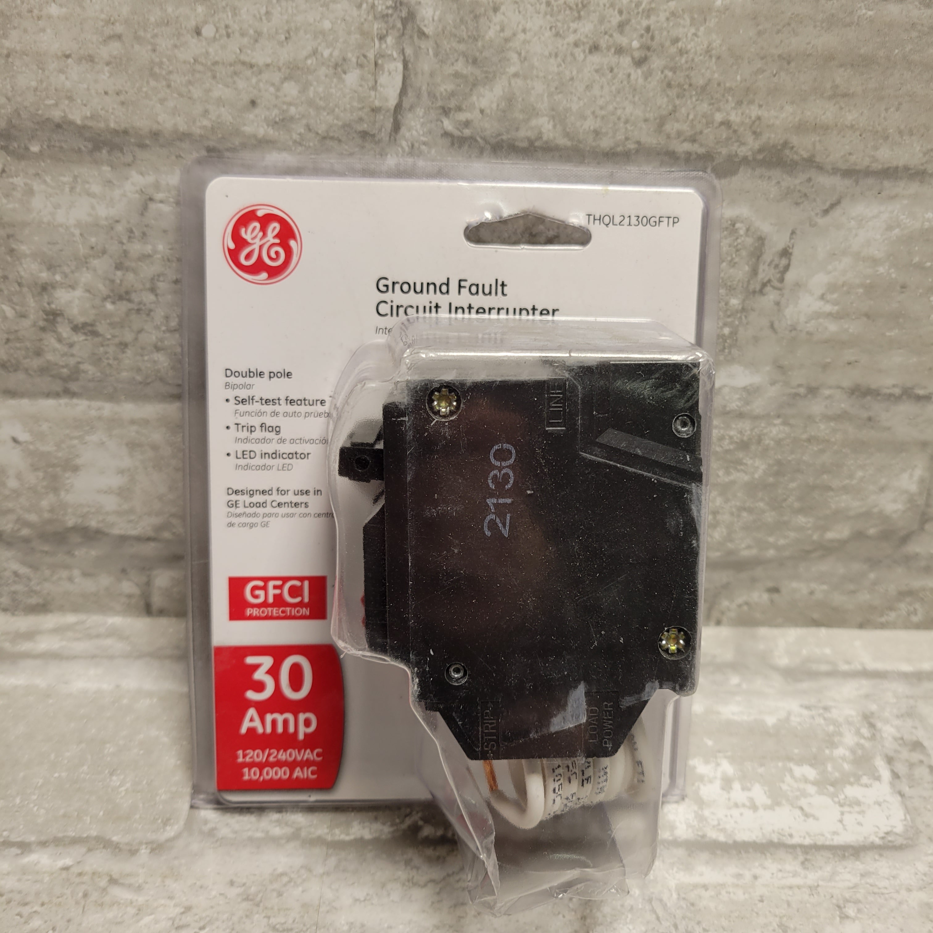 GE 30 Amp Double Pole Ground Fault Breaker with Self-Test (THQL2130GFTP) (8112534946030)
